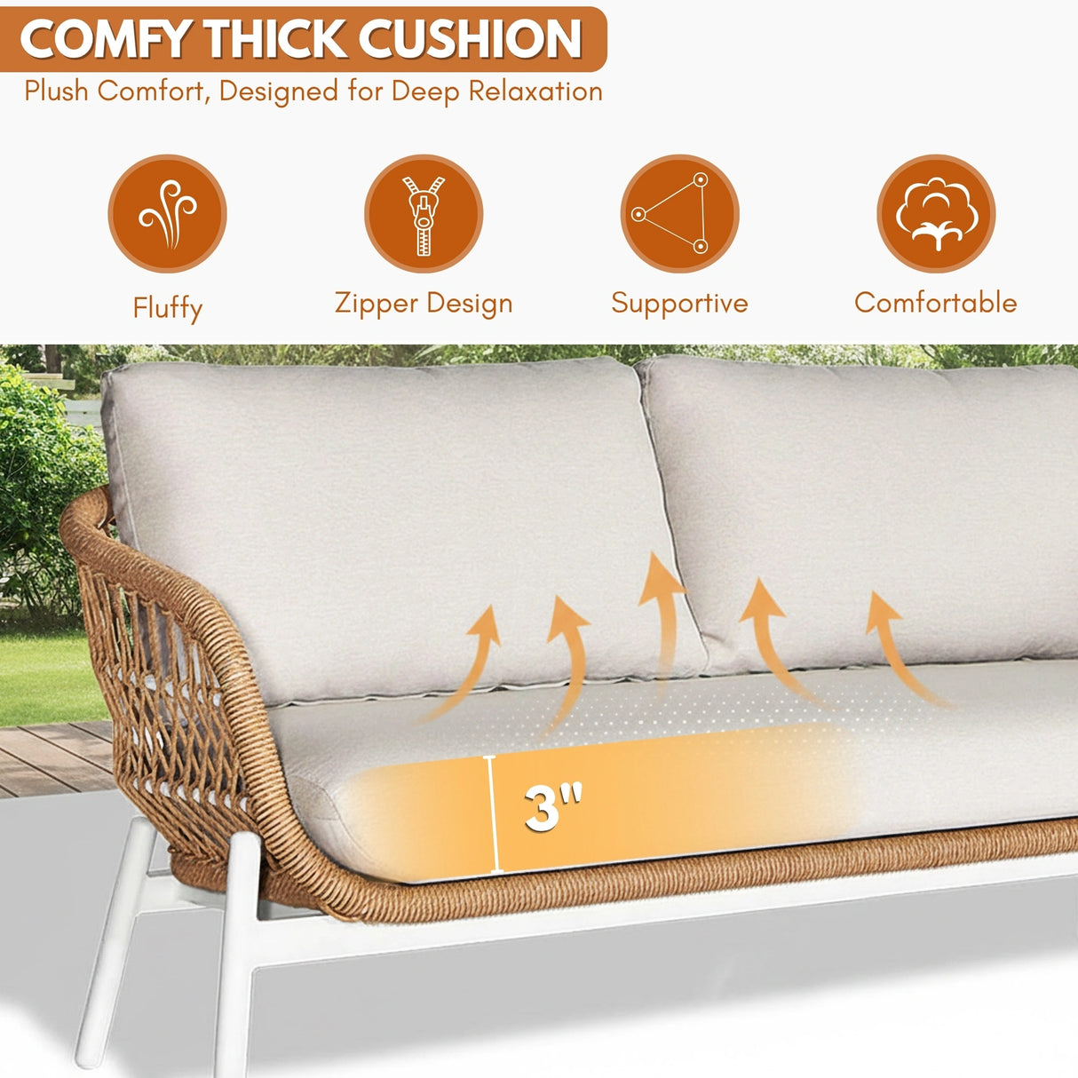 Outdoor 4 Seater Rope Conversation Sofa Set