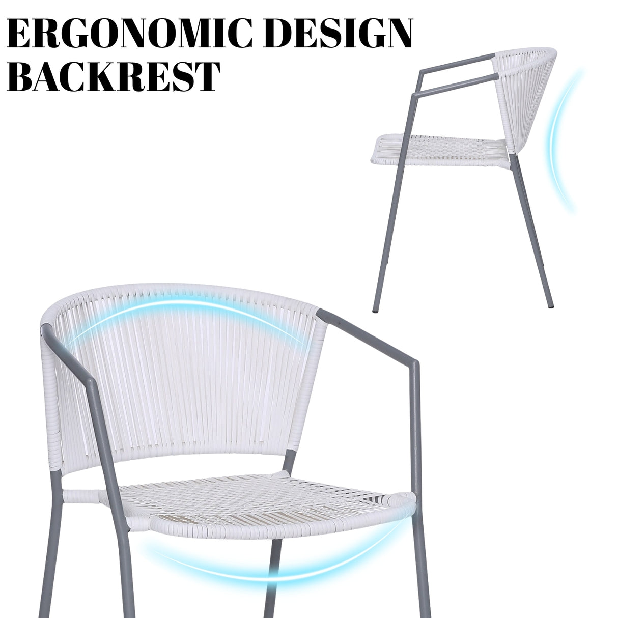 3-Piece Outdoor White Rope Patio Set