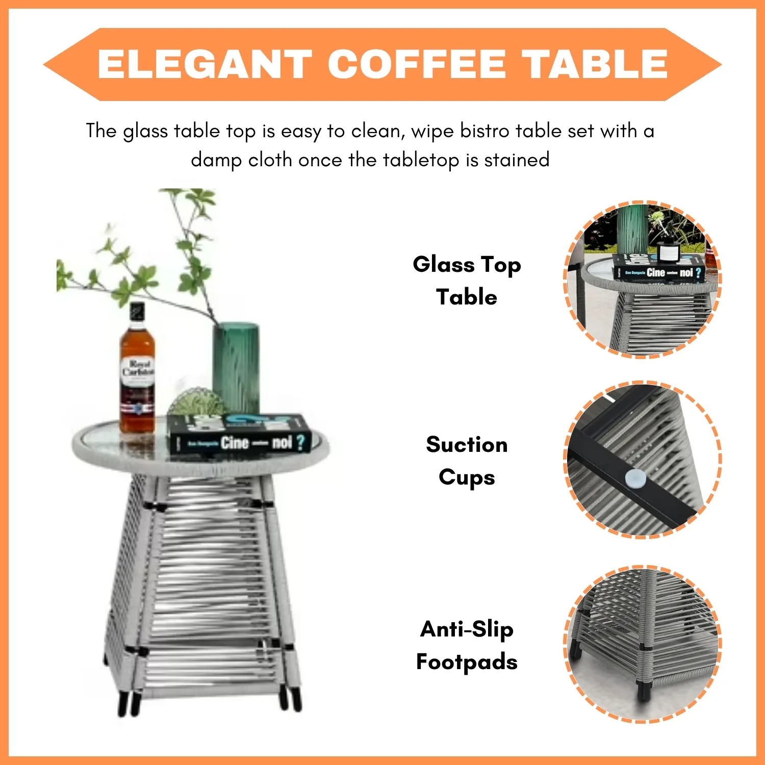 Outdoor Rope 3-Piece Patio Set