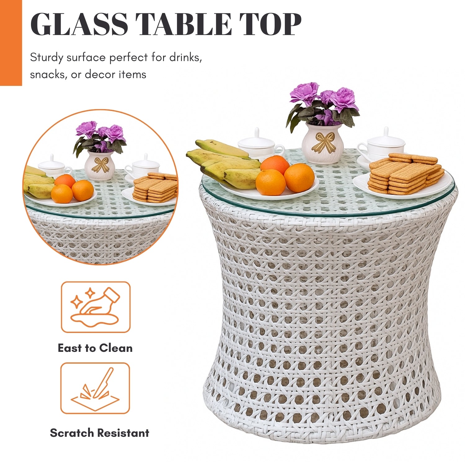 3-Piece Outdoor Rattan Wicker Conversation Set