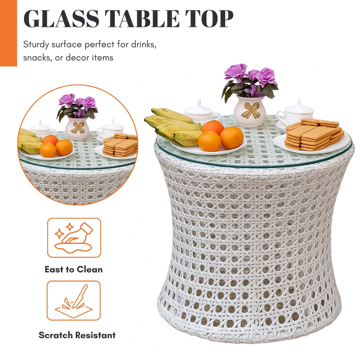 3-Piece Outdoor Rattan Wicker Conversation Set