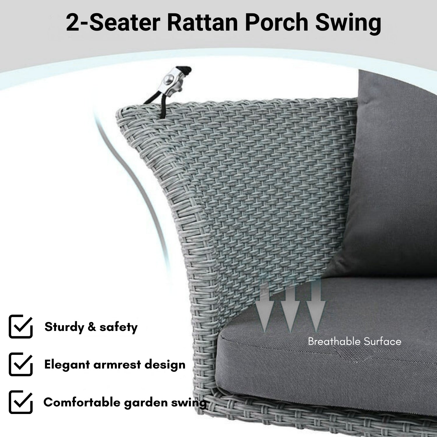 Outdoor Rattan Wicker Hanging Swing Chair with Cushion