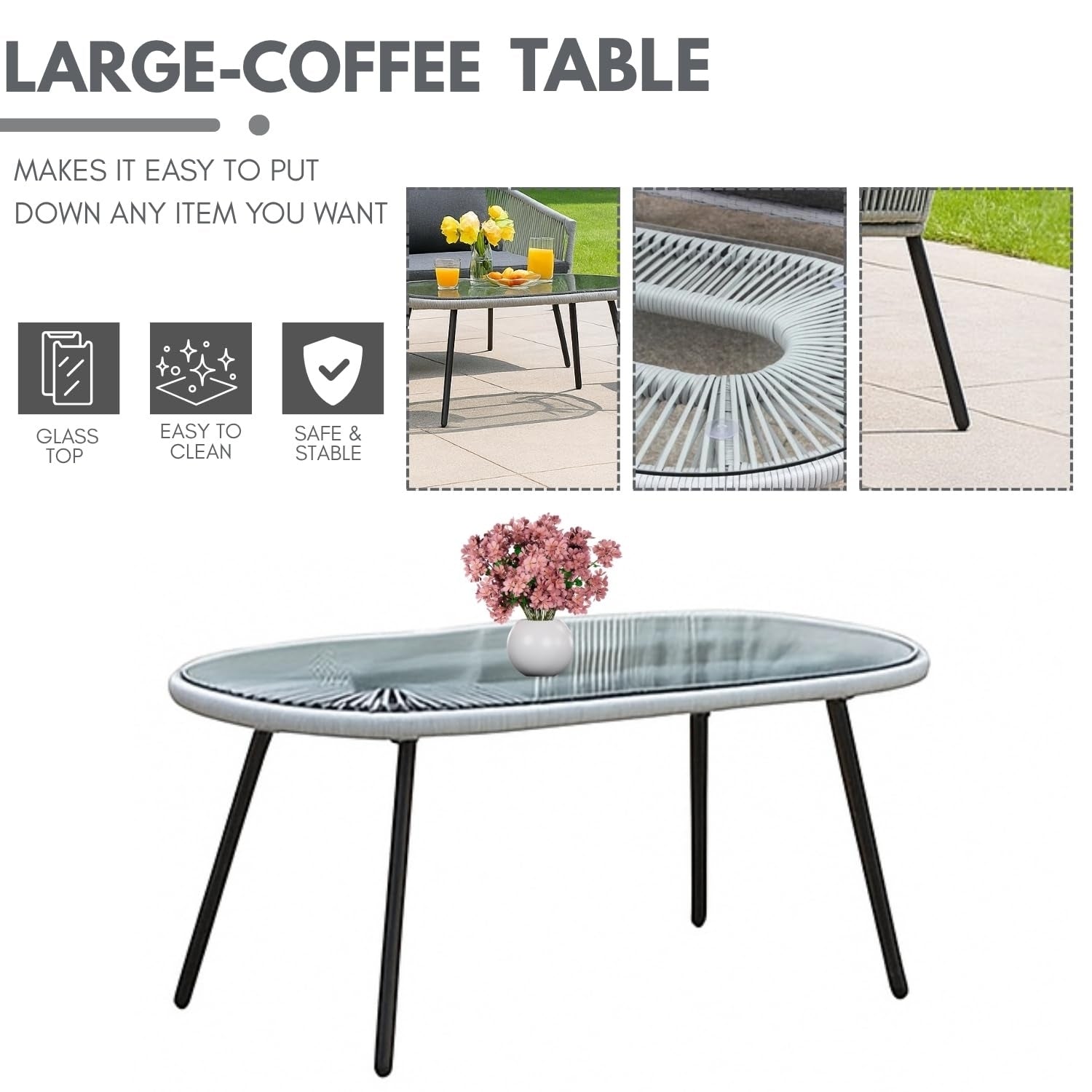 Outdoor 4 Seater Rope Conversation Sofa Set