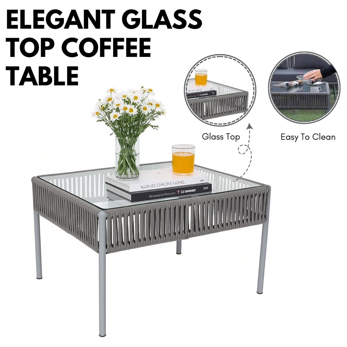 Outdoor 4 Piece Modern Woven Rope Sofa Set