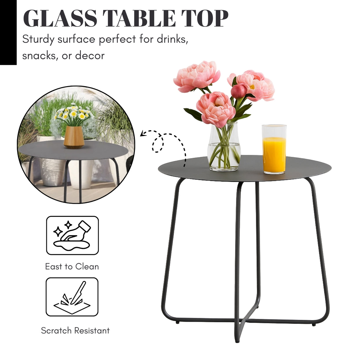 3 Piece Garden Outdoor Black Rope Patio Set