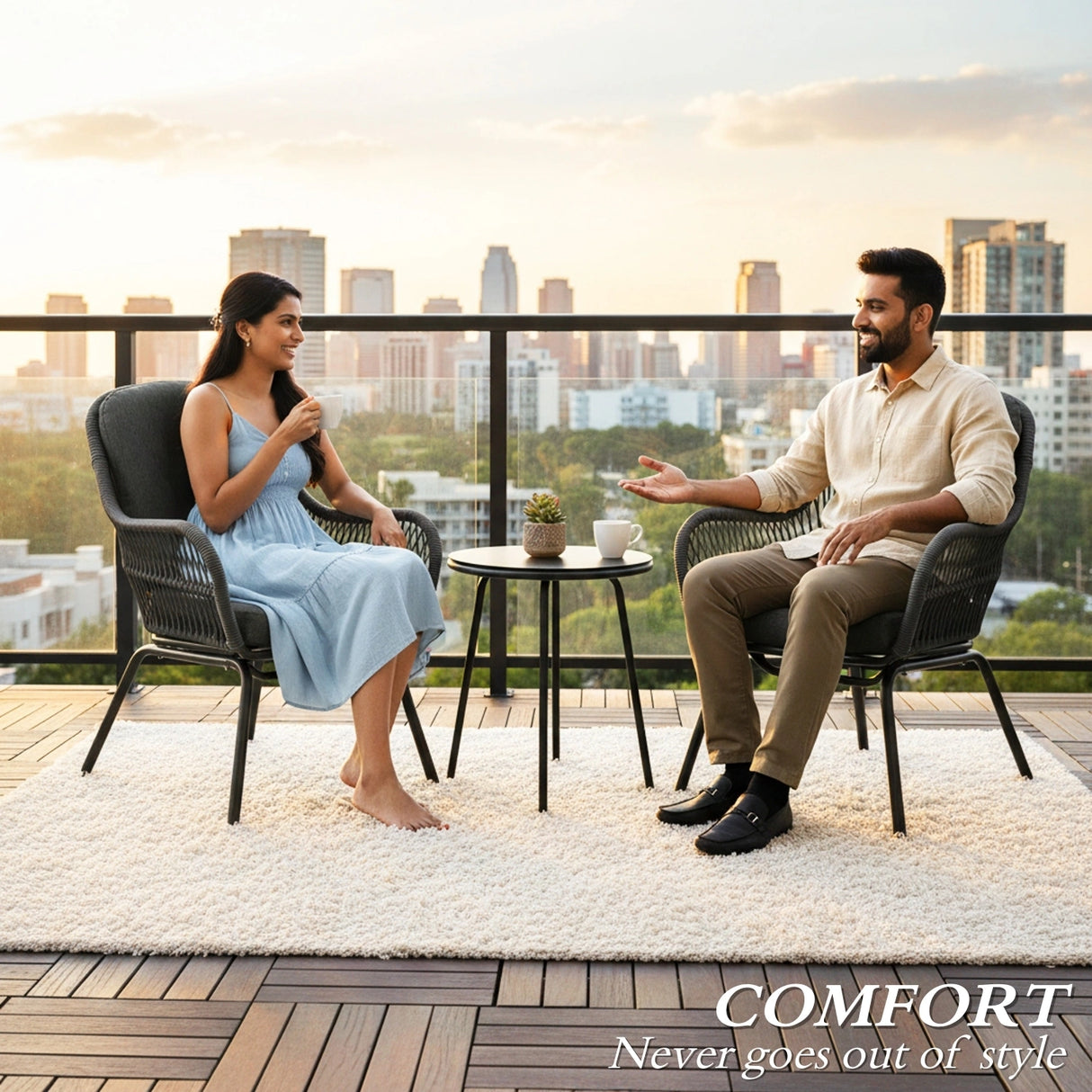 3 Piece Outdoor Rope Patio Set