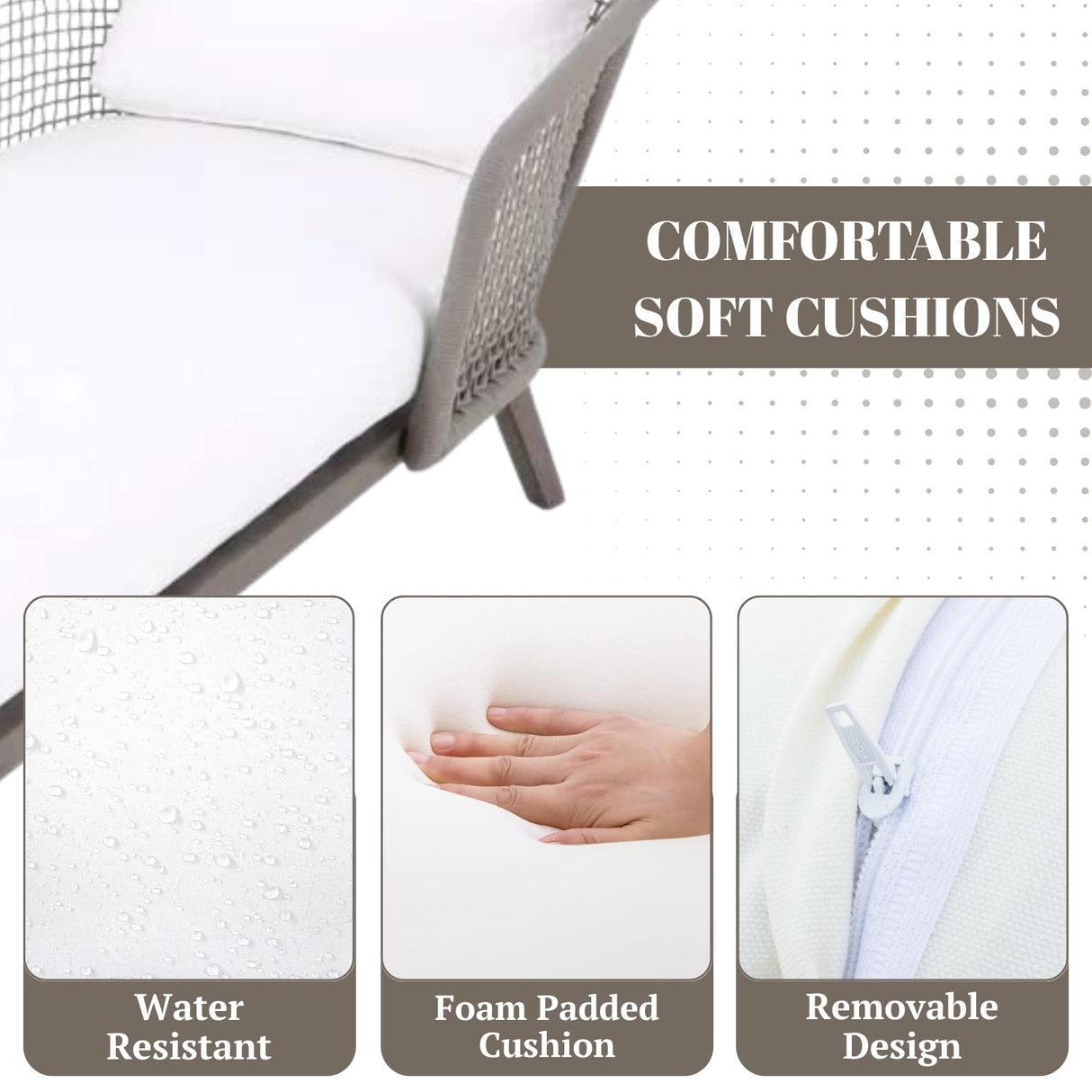 Outdoor Single Seater Patio Daybed with Handwoven Rope