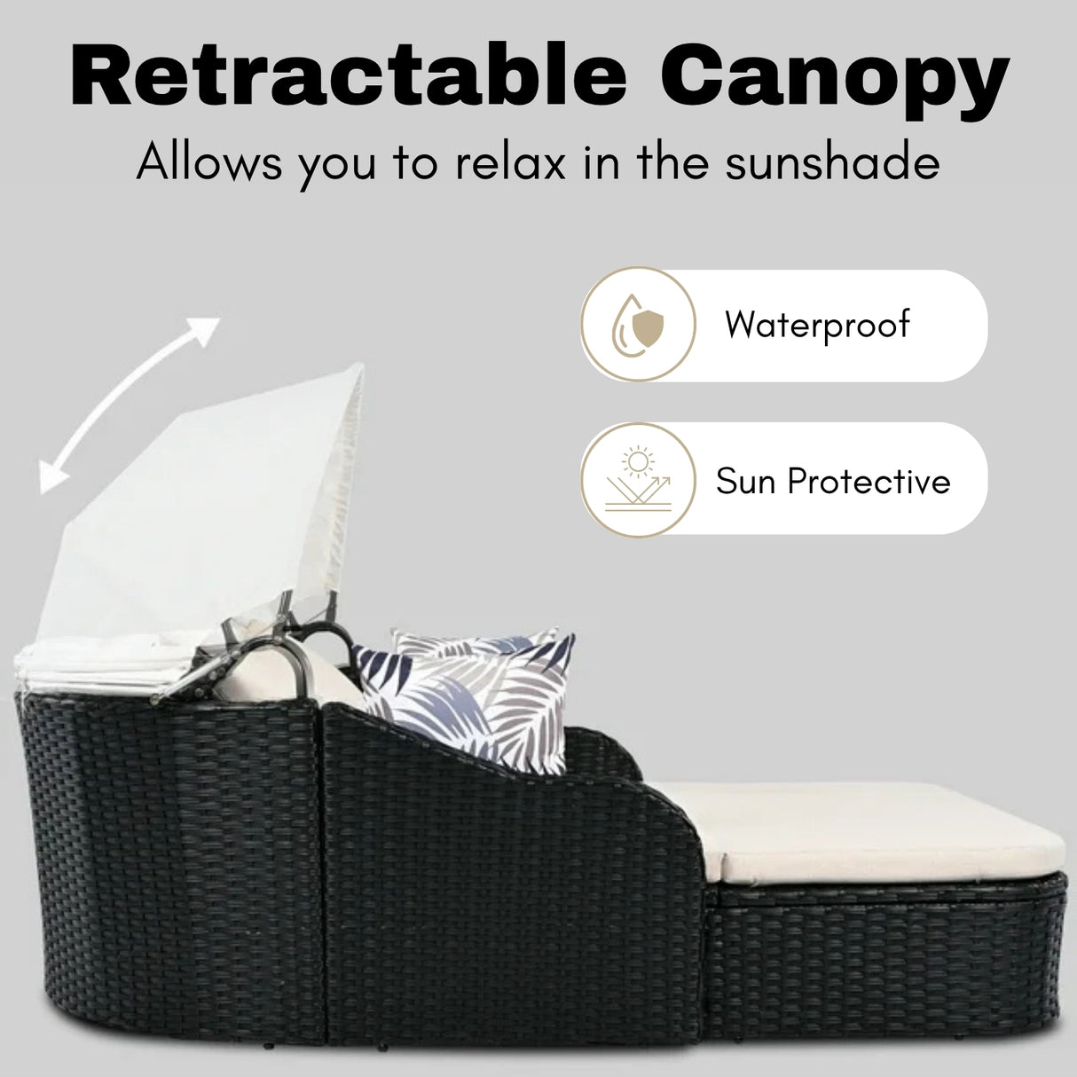 Outdoor Rattan Wicker Double Seater Canopy Daybed