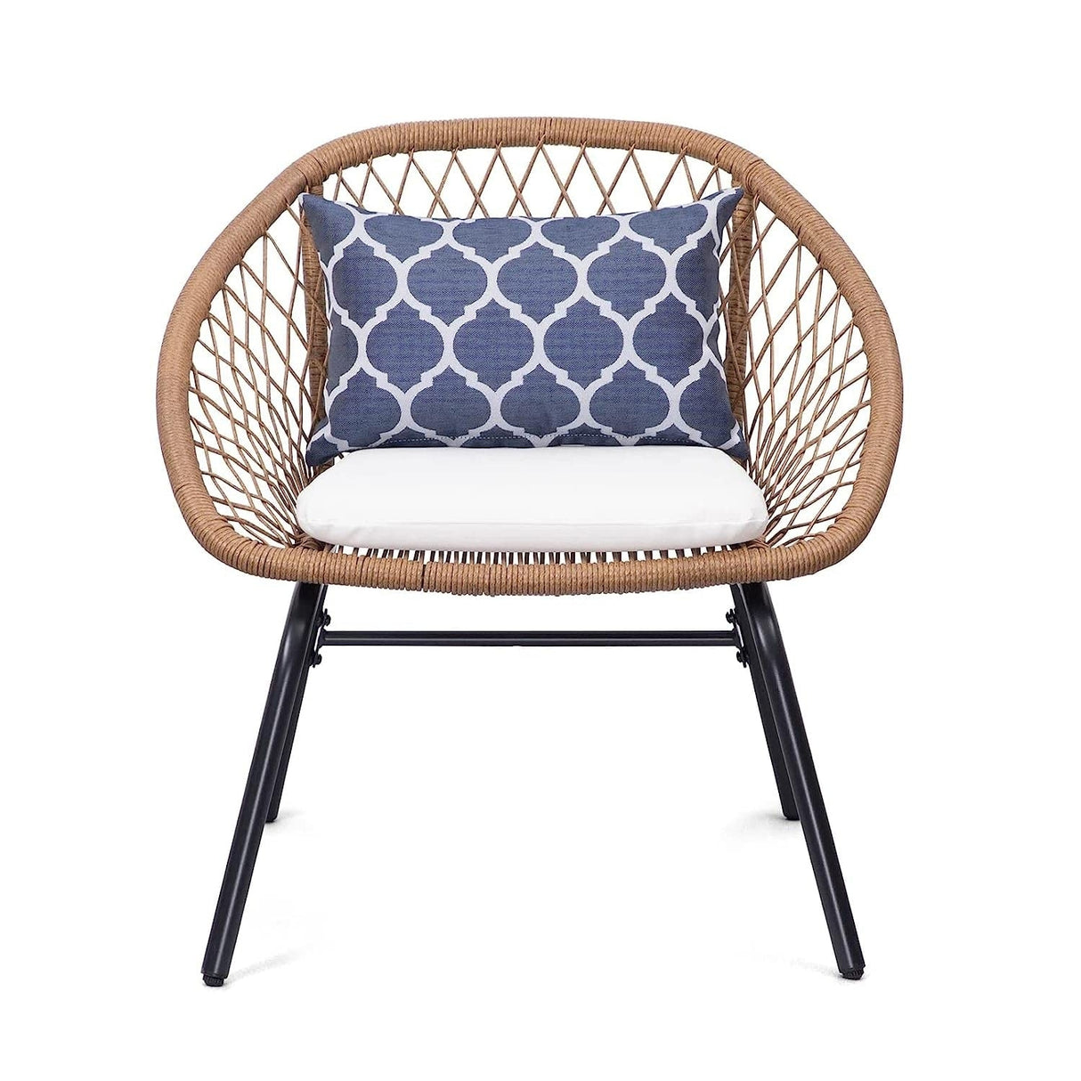 Outdoor Wicker 3-Piece Patio Set (Beige & White)