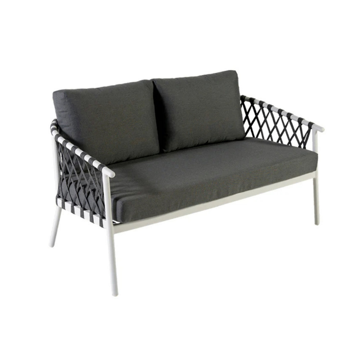 4-Piece Outdoor Rope Sofa Set With Glass Top Table (Grey)