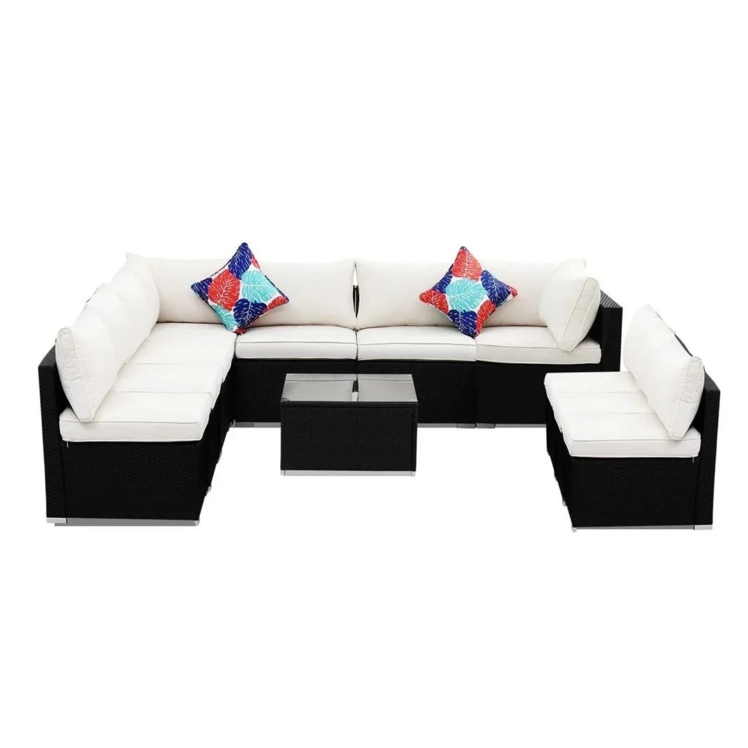 Outdoor Garden Conversation Sofa Set (Black/Off-White)