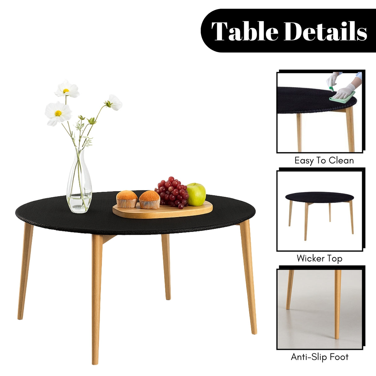 Outdoor All-Weather Resistant Rattan Wicker 5-Piece Dining Set (Black & White)