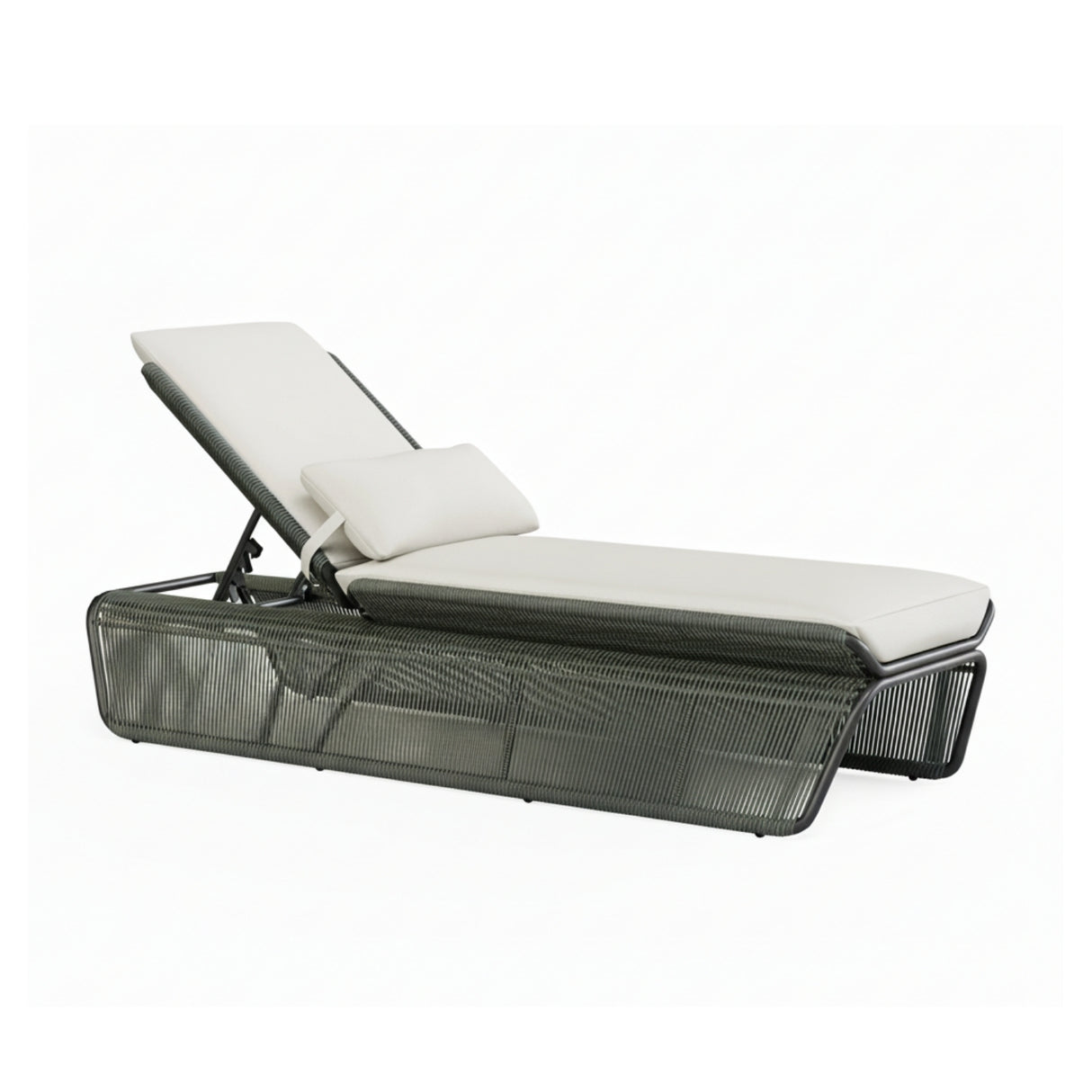 Outdoor Rope Lounge Chair With 2-Tier Table