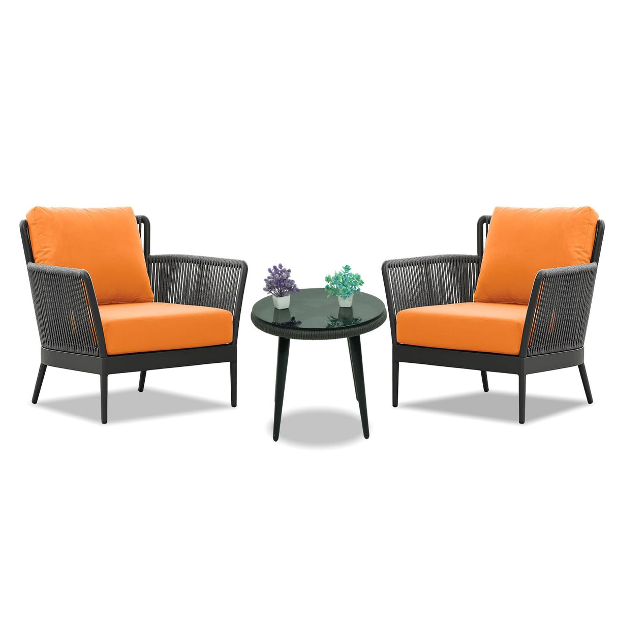 Outdoor 3 Piece All-Weather Rope Patio Set