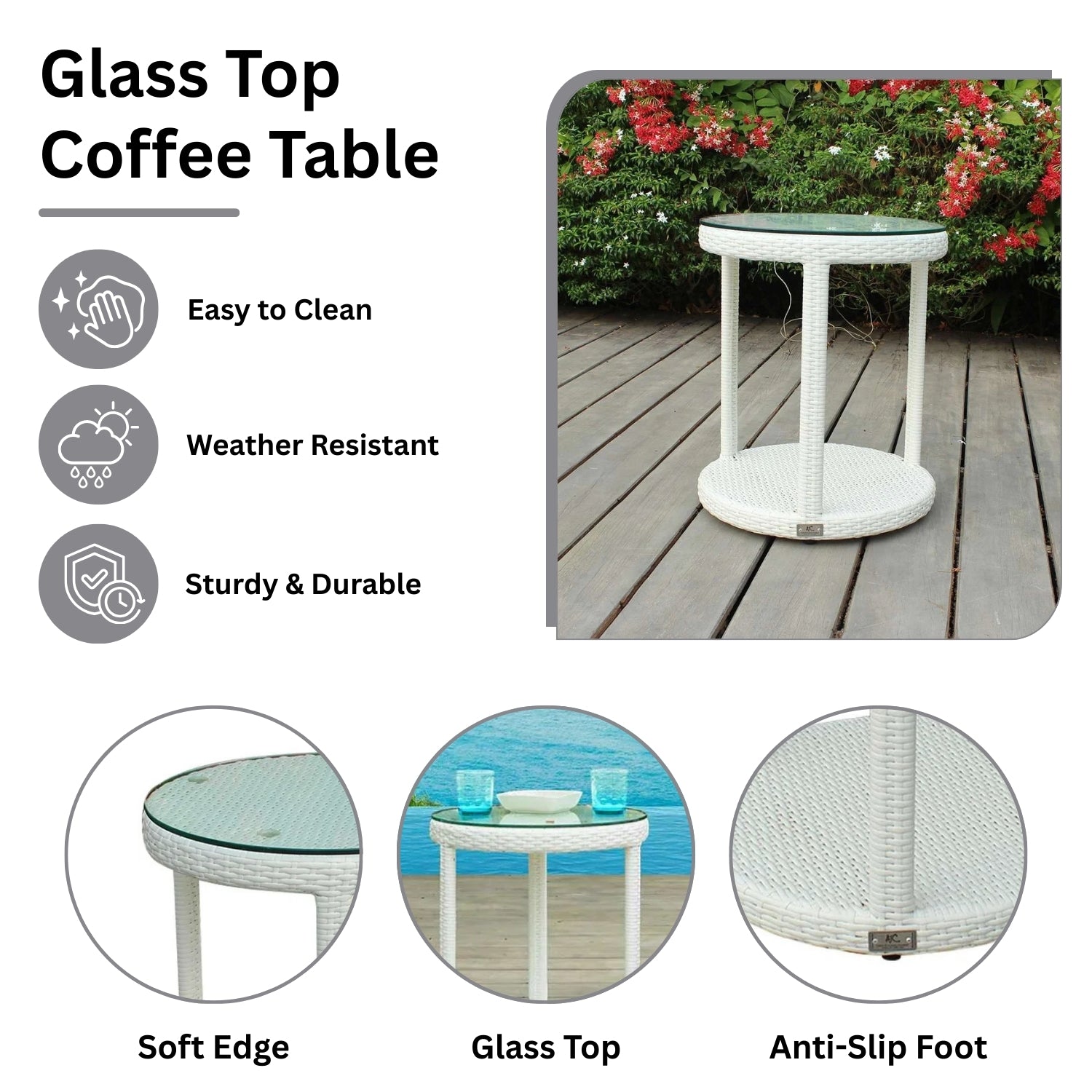 Outdoor Rattan Wicker 3-Piece Patio Set