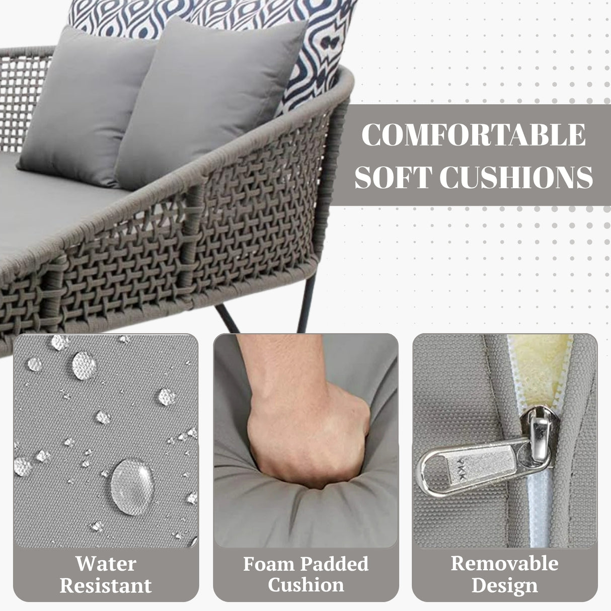 Outdoor Rope Patio Furniture Daybed (Grey)