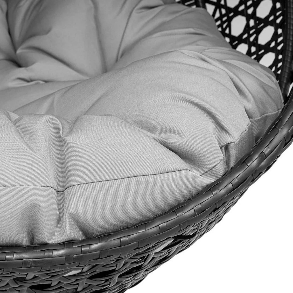 Double Seater Rattan & Wicker Swing (Black & Grey)