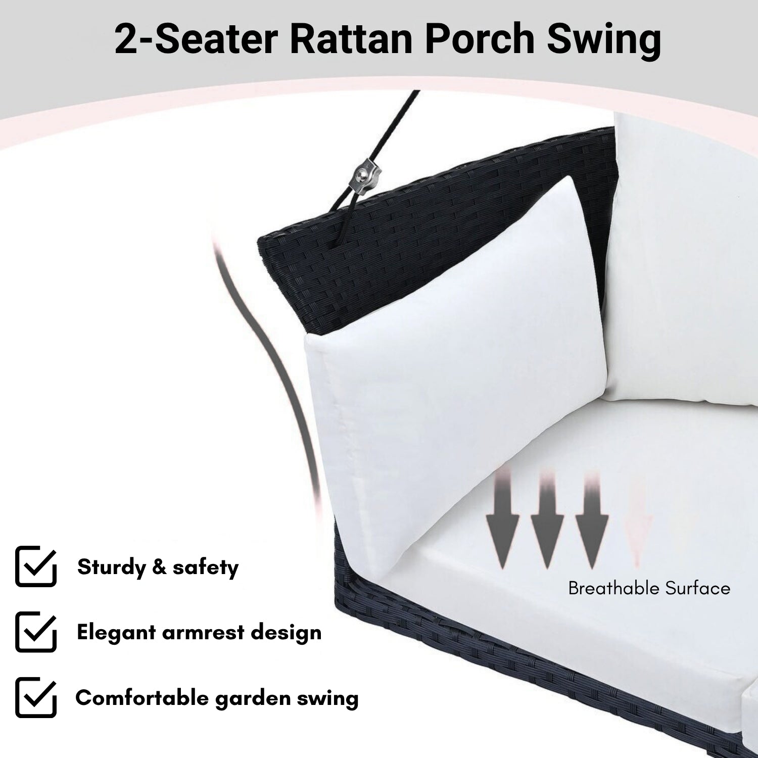 Outdoor Rattan Wicker Hanging Swing Chair with Cushion