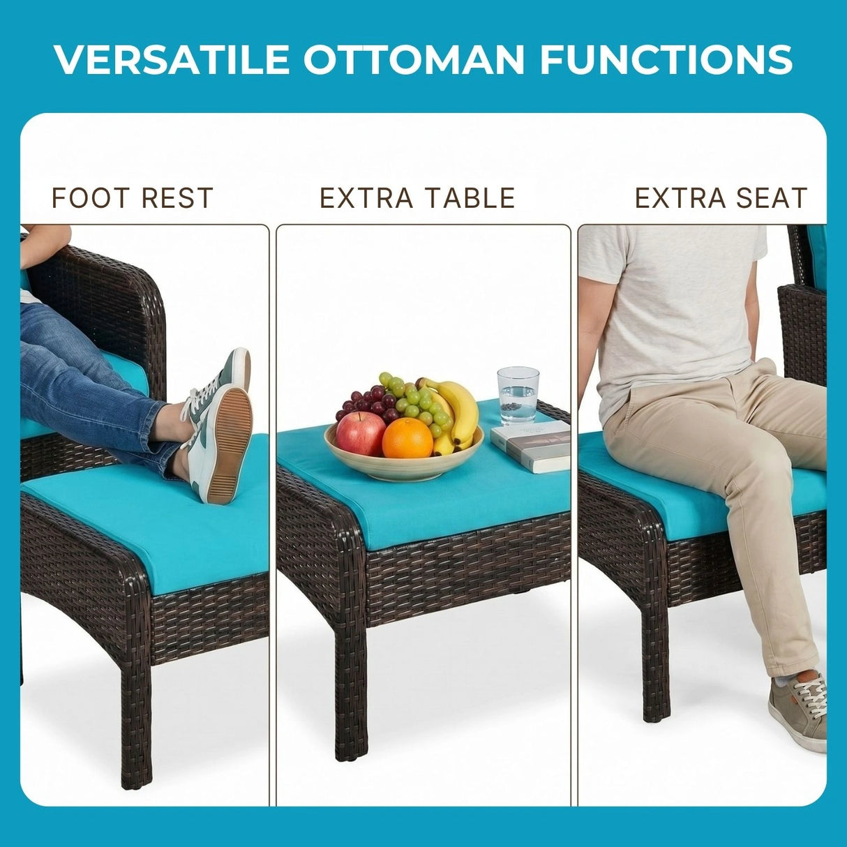 Outdoor Wicker 5-Piece Patio Sofa Set