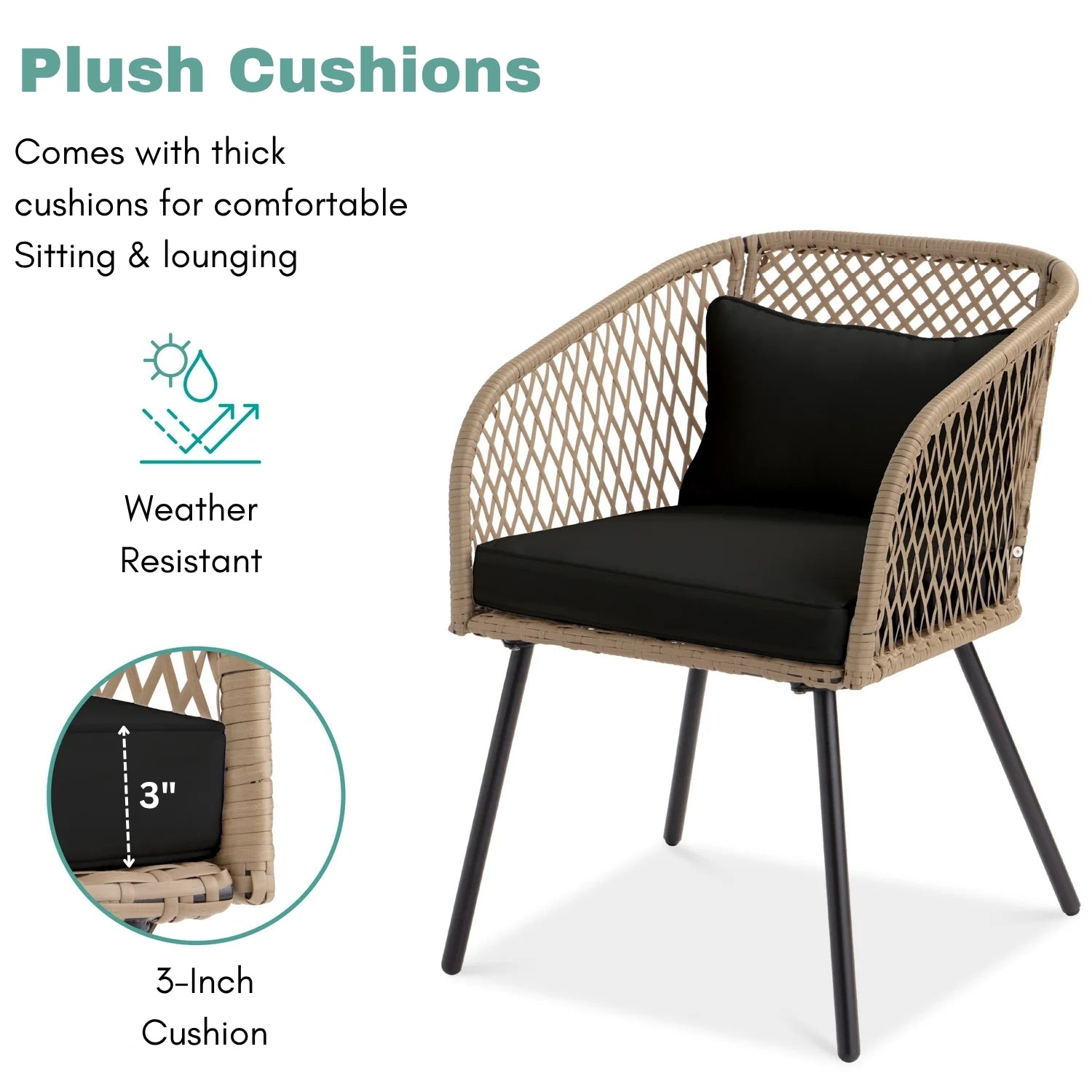 Outdoor Wicker 3-Piece Patio Set