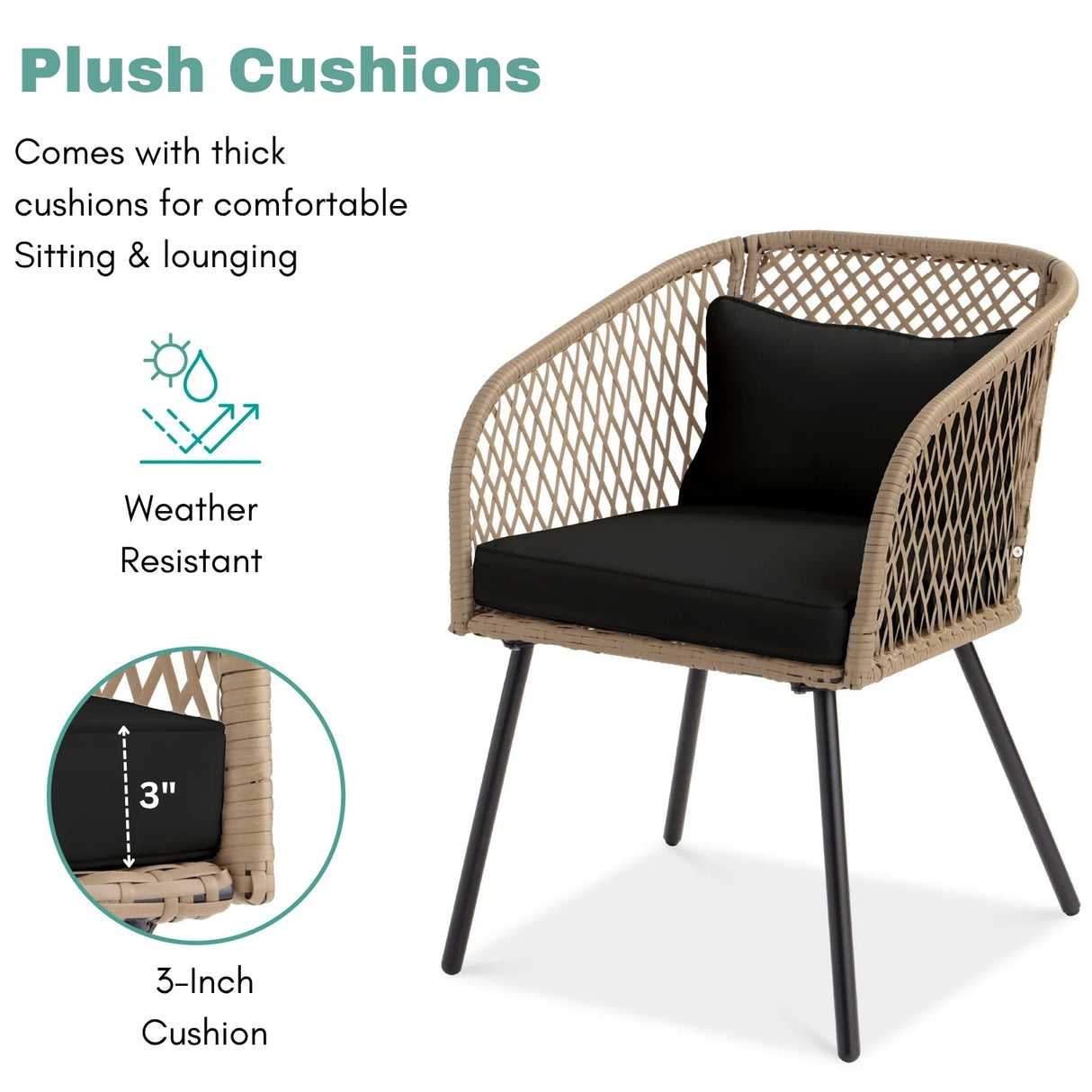 Outdoor Wicker 3-Piece Patio Set