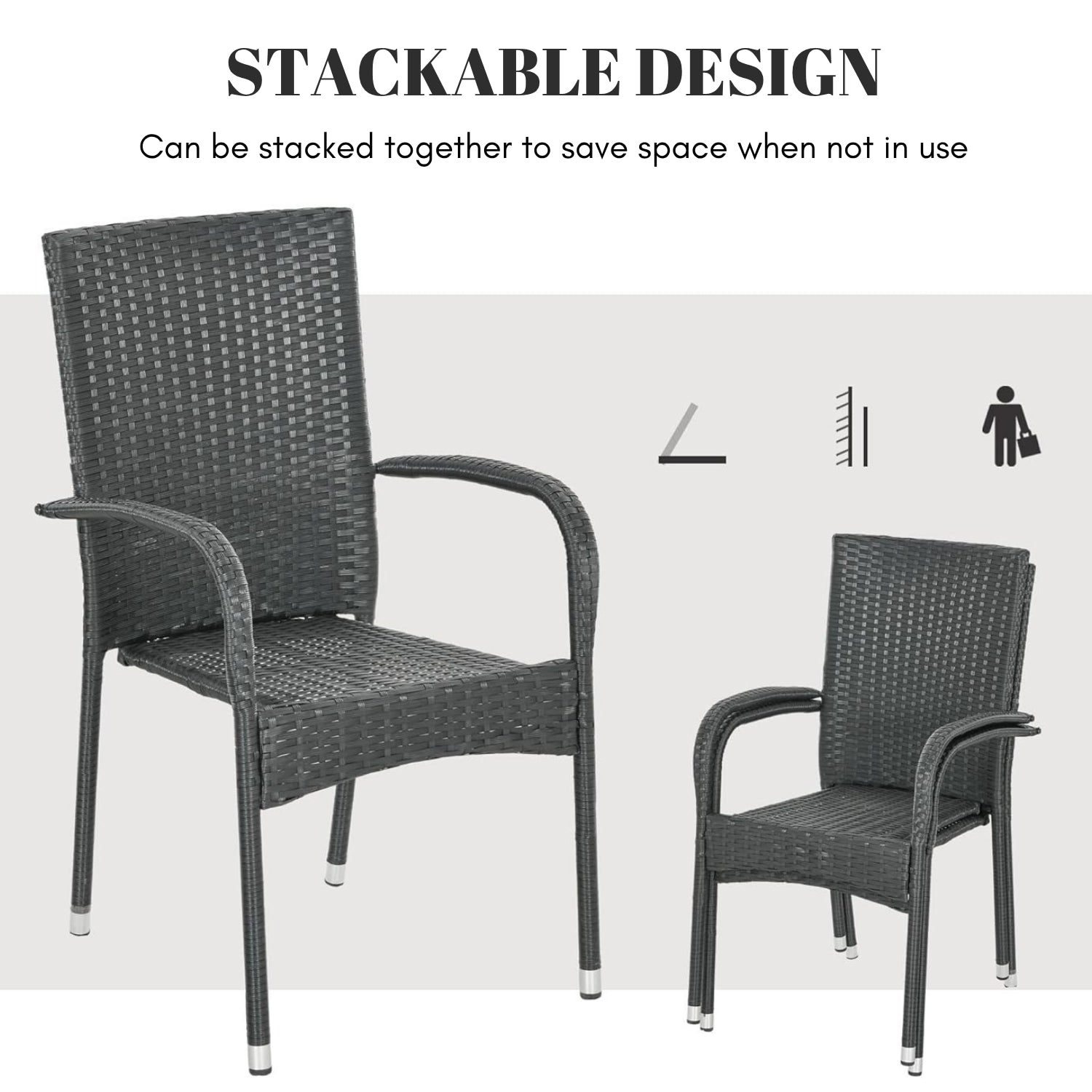 2-Piece Outdoor Rattan Wicker Patio Dining Chairs