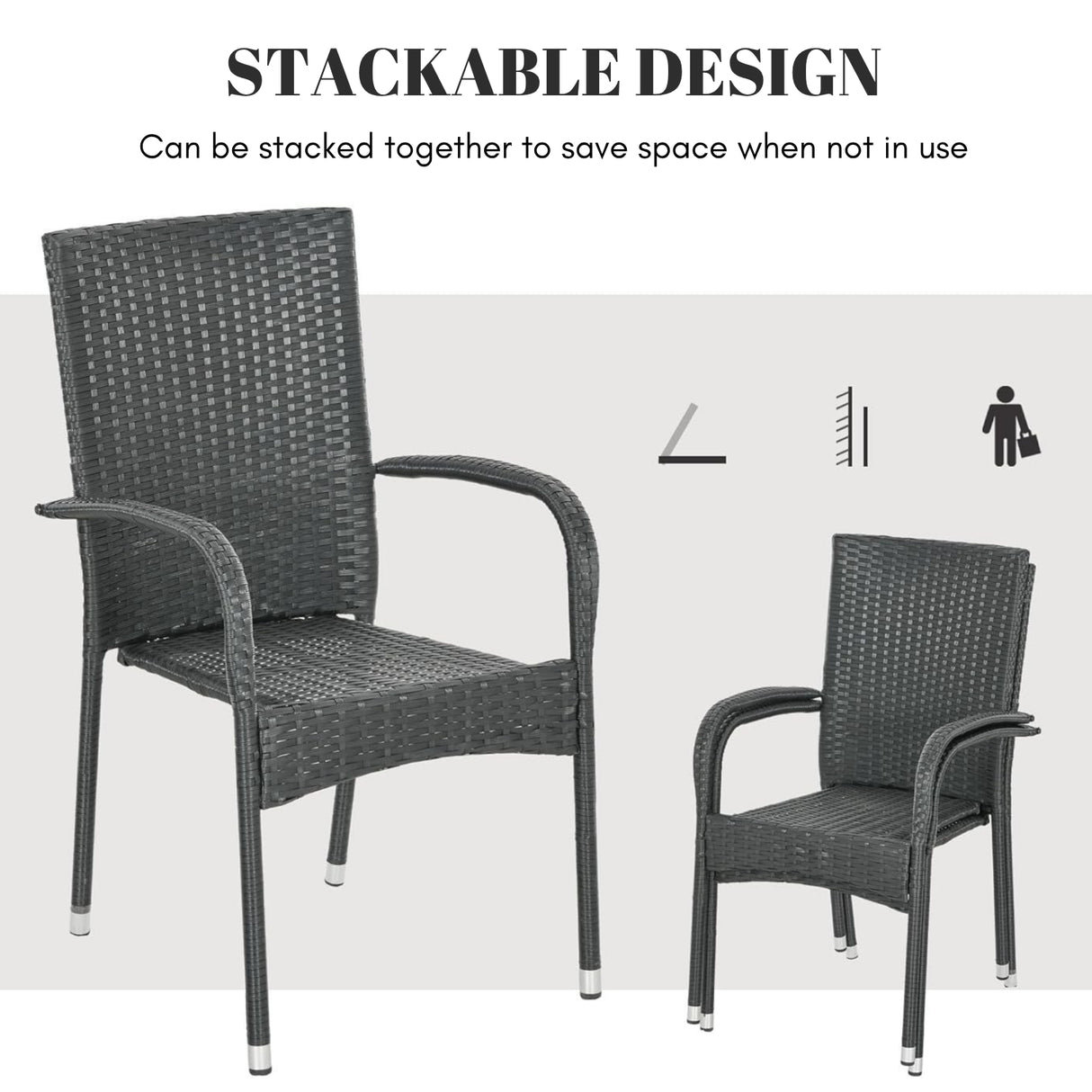 2-Piece Outdoor Rattan Wicker Patio Dining Chairs