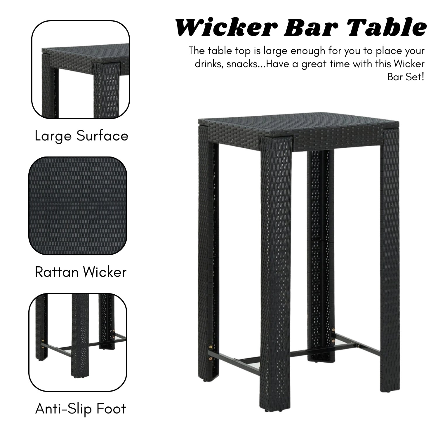 5-Piece Outdoor Rattan Wicker Bar Set