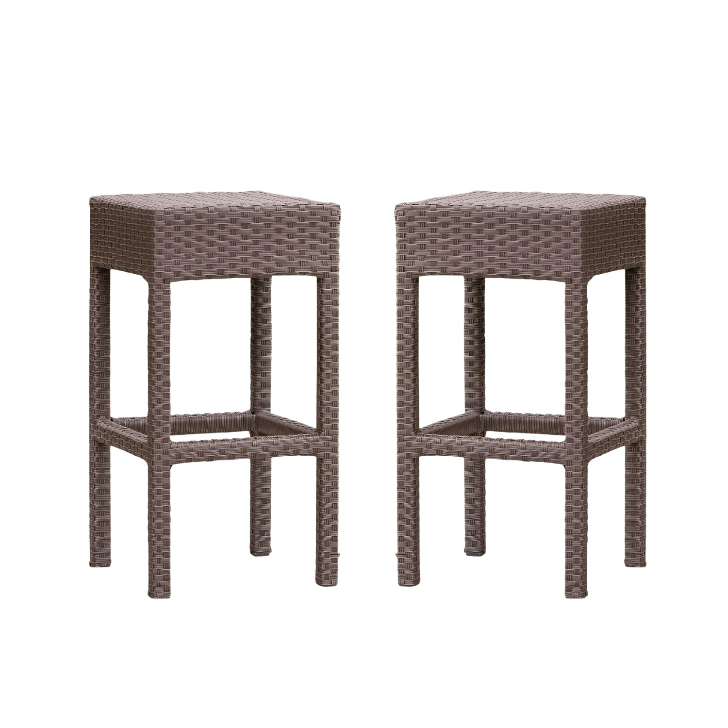7-Piece Outdoor Rattan Wicker Bar Set with Wicker Top Table
