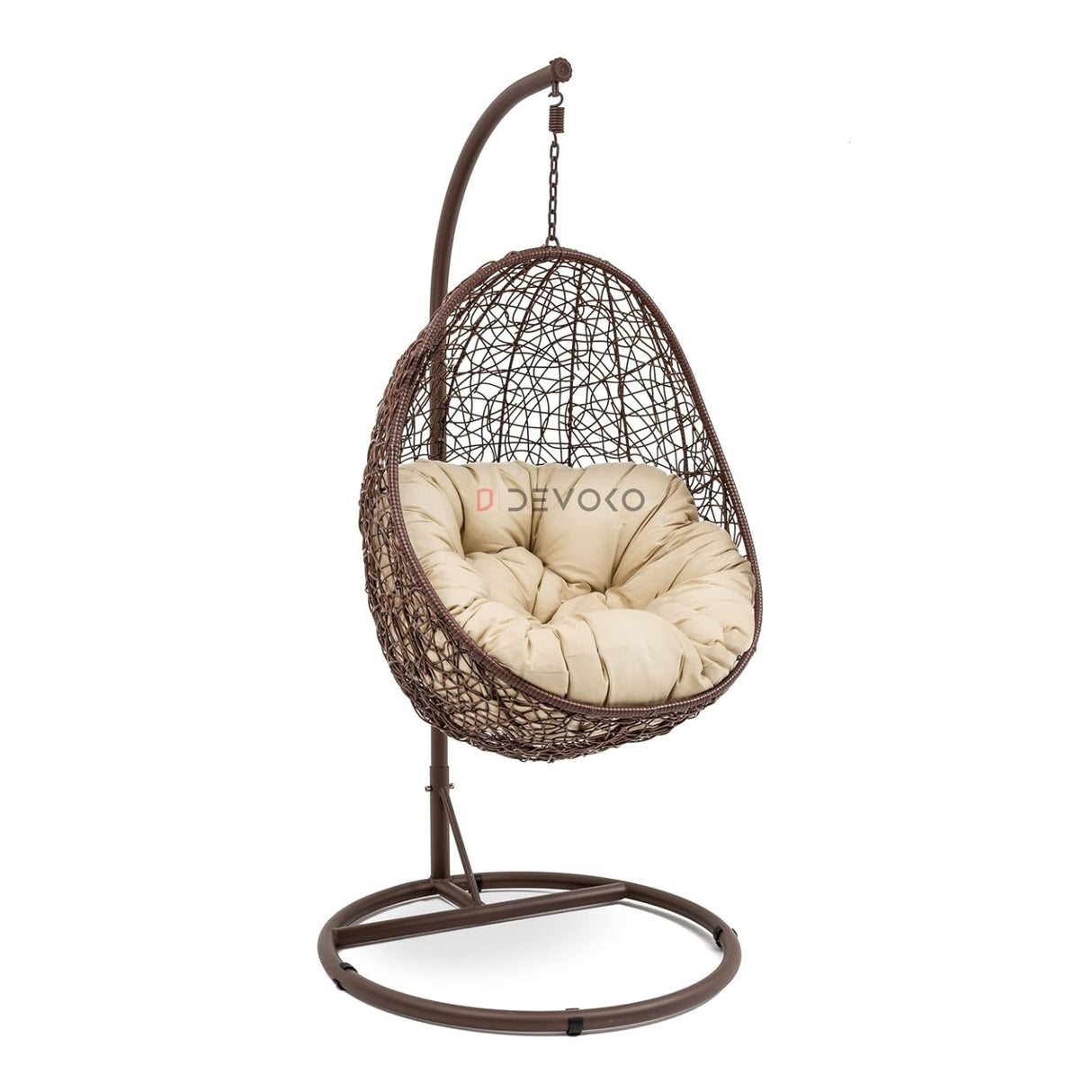 Single Seater Rattan & Wicker Swing (Brown & Cream)
