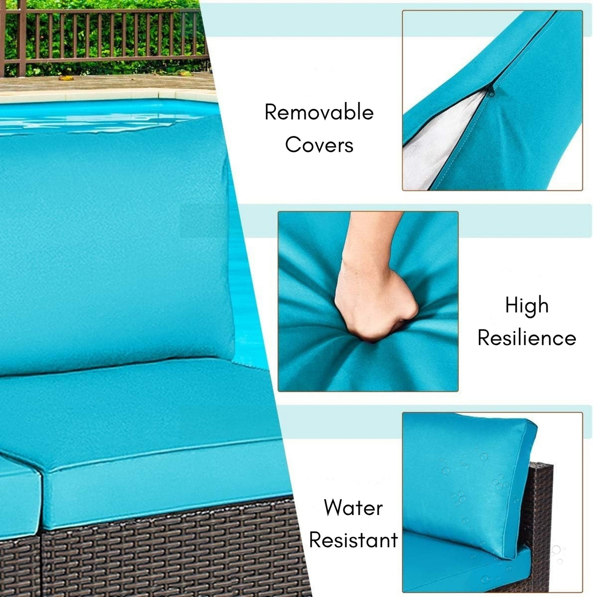 2-Piece Outdoor Wicker Armless Sofa