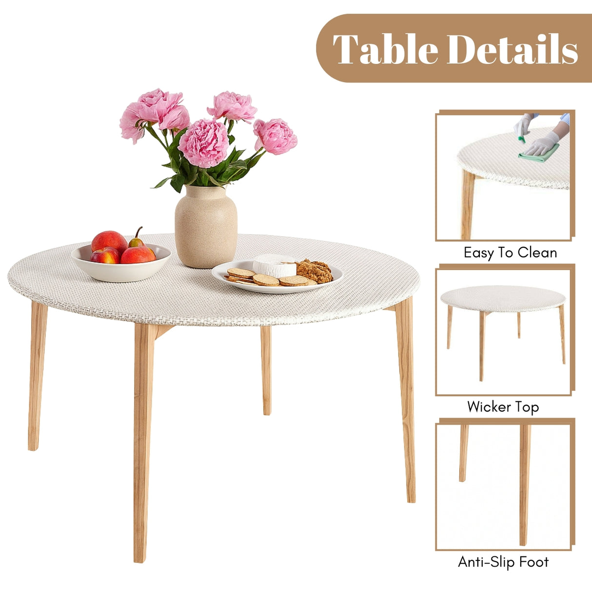 Outdoor All-Weather Resistant Rattan Wicker 5-Piece Dining Set (White)