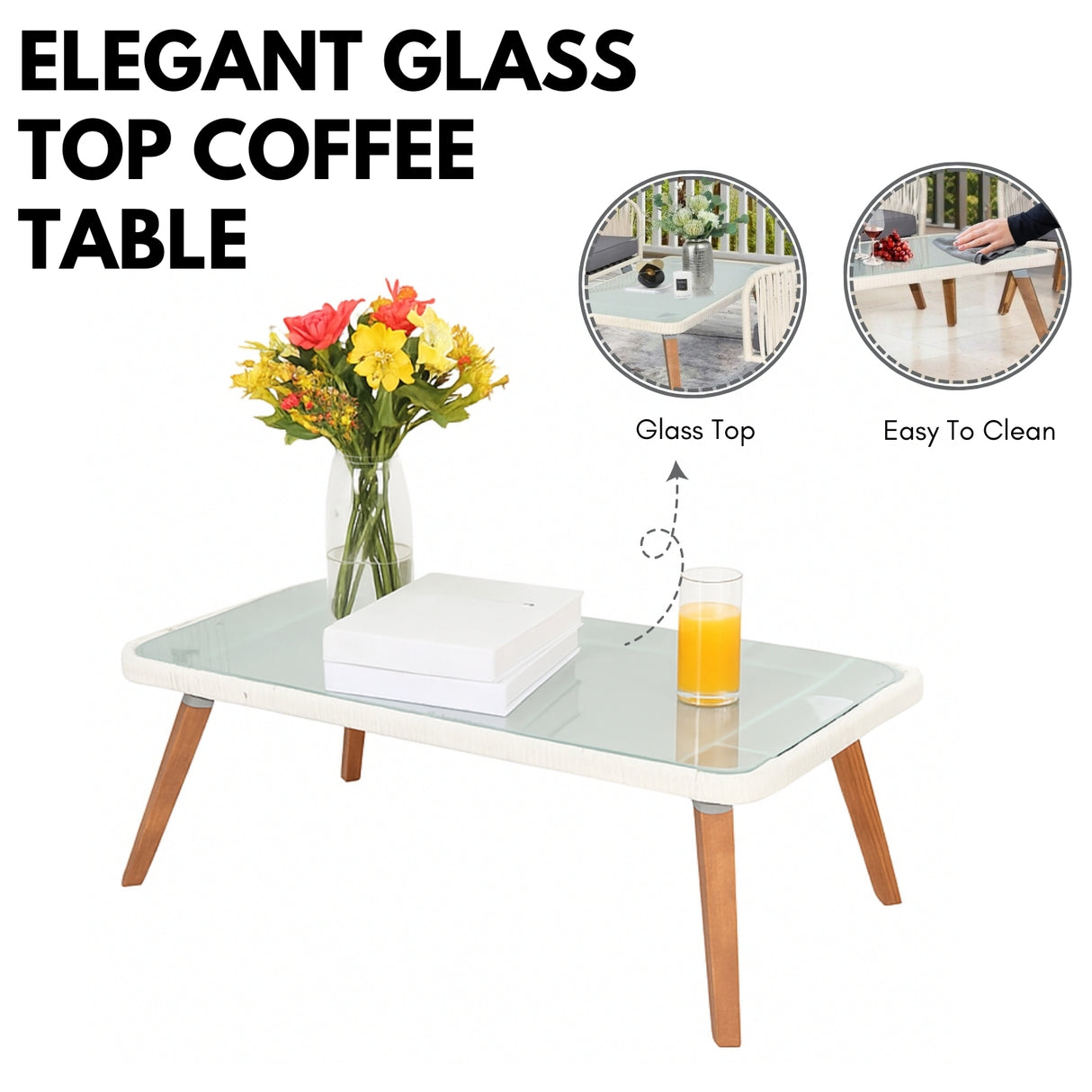 Outdoor Rope 4-Piece Sofa Set (White & Grey)