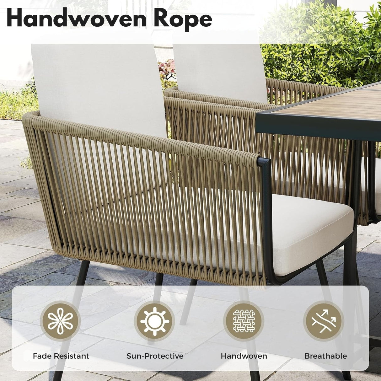 5-Piece Outdoor Patio Dining Set with Square Wood Tabletop