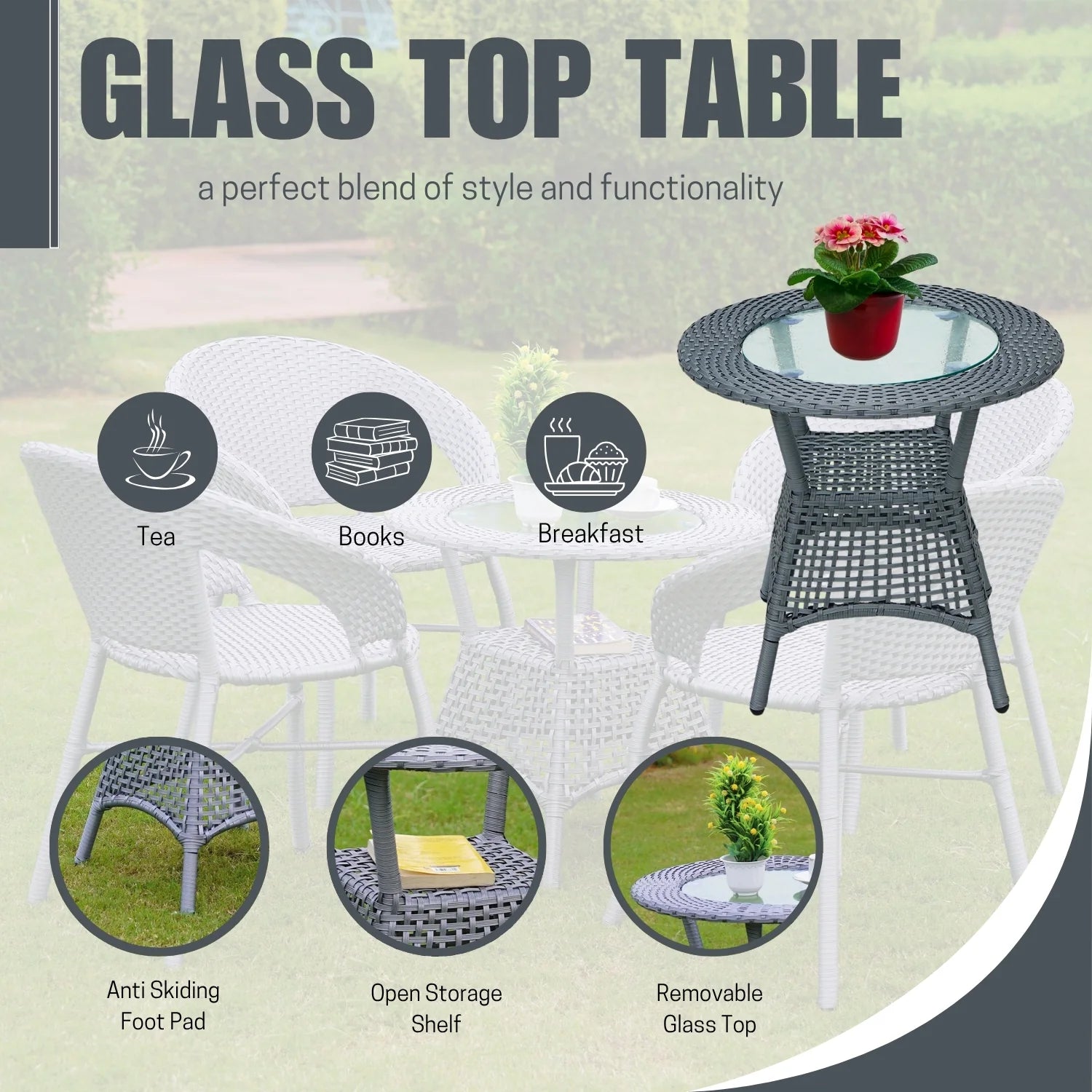 5-Piece Outdoor Rattan Wicker Patio Bistro Set