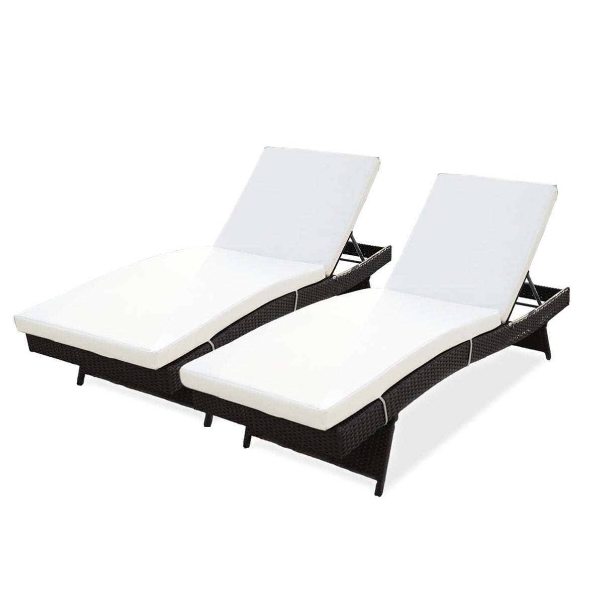 All-Weather HDPE Wicker Outdoor Chaise Lounge Chair Set of 2