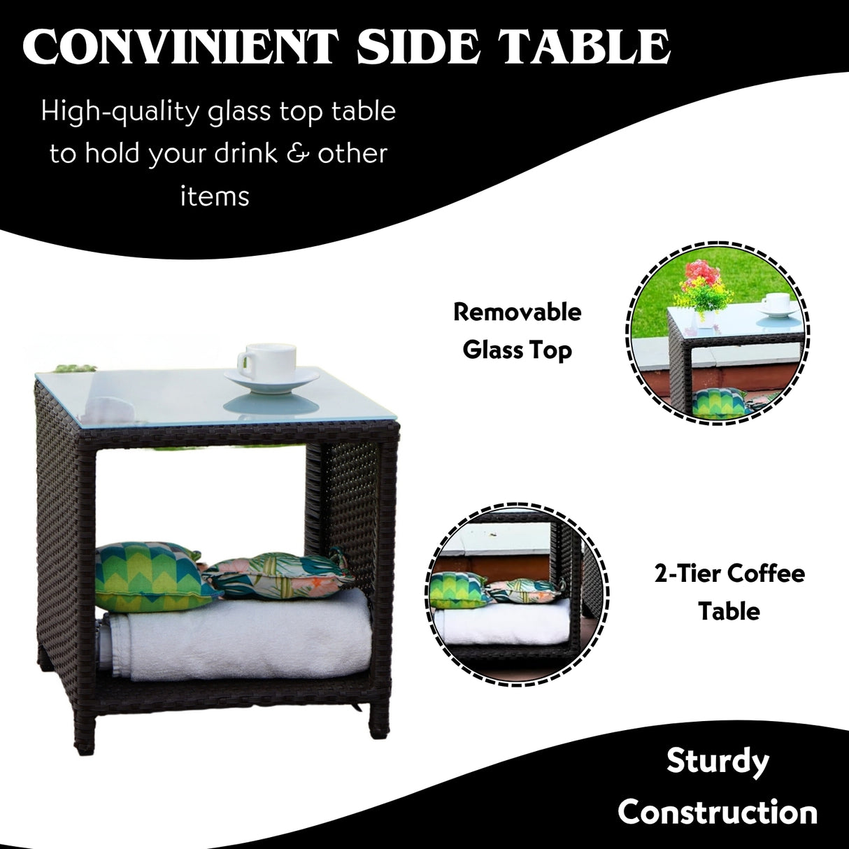 Outdoor 5 Piece Patio Wicker All Weather Sectional Furniture Set