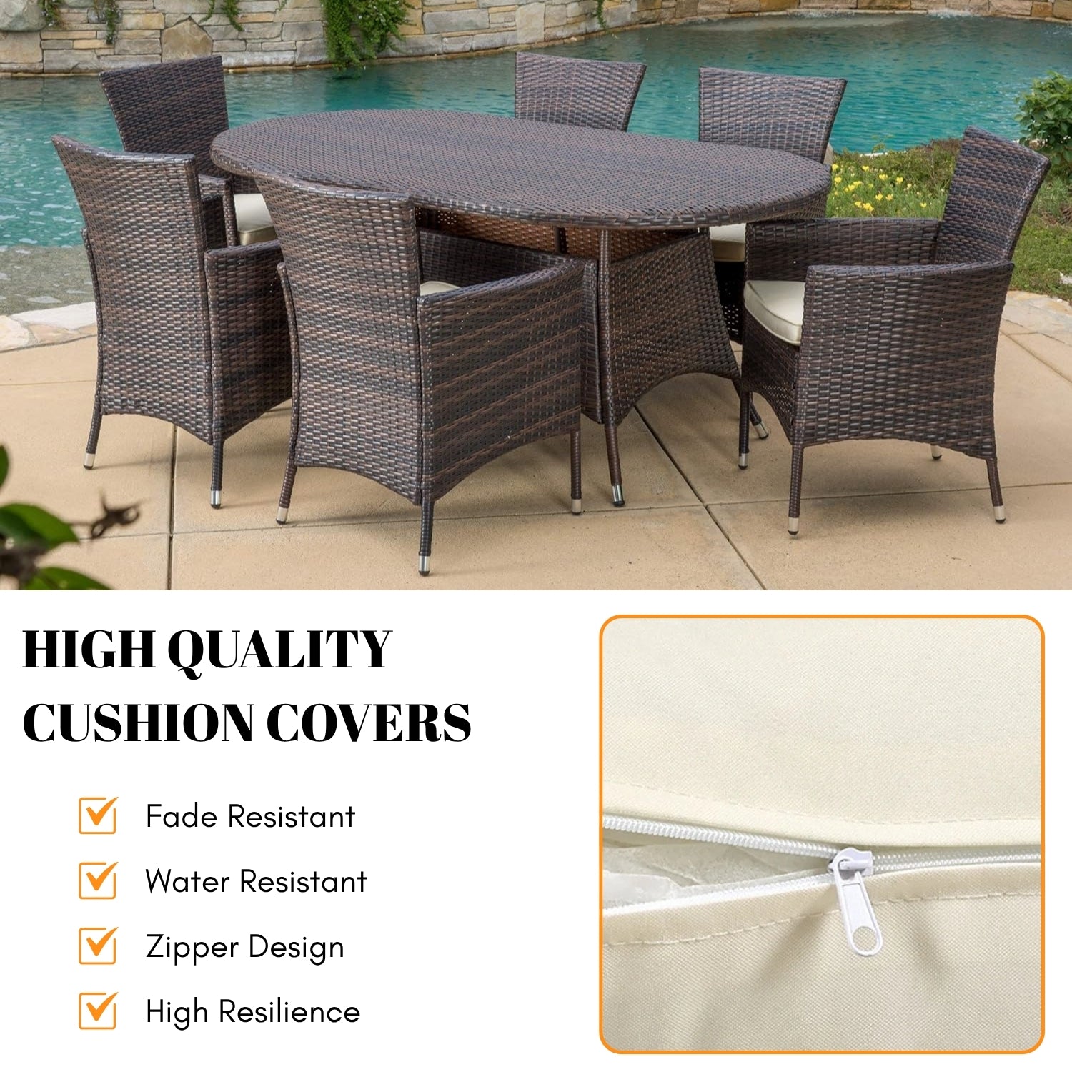 7-Piece Outdoor Rattan Wicker Dining Table Set