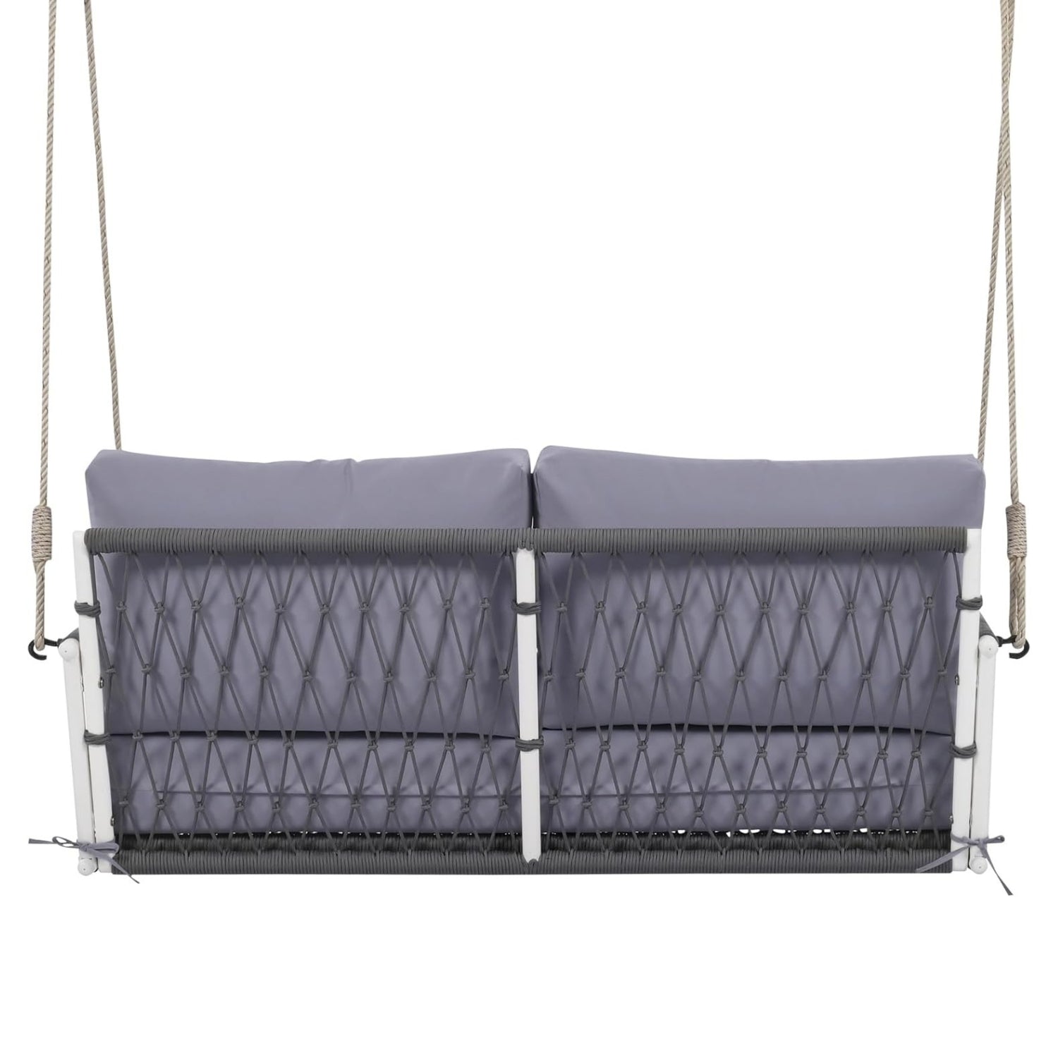 Outdoor Rope Swing 2-Person Hanging Chair, Weatherproof Porch Swing