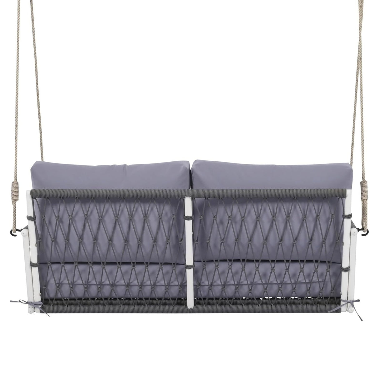 Outdoor Rope Swing 2-Person Hanging Chair, Weatherproof Porch Swing