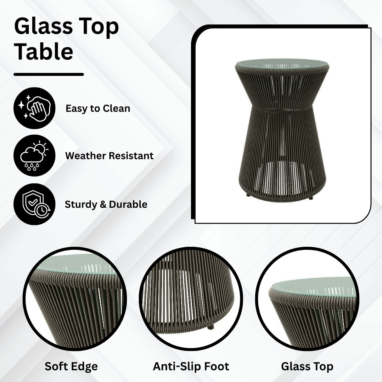 Outdoor Rope 3-Piece Patio Set