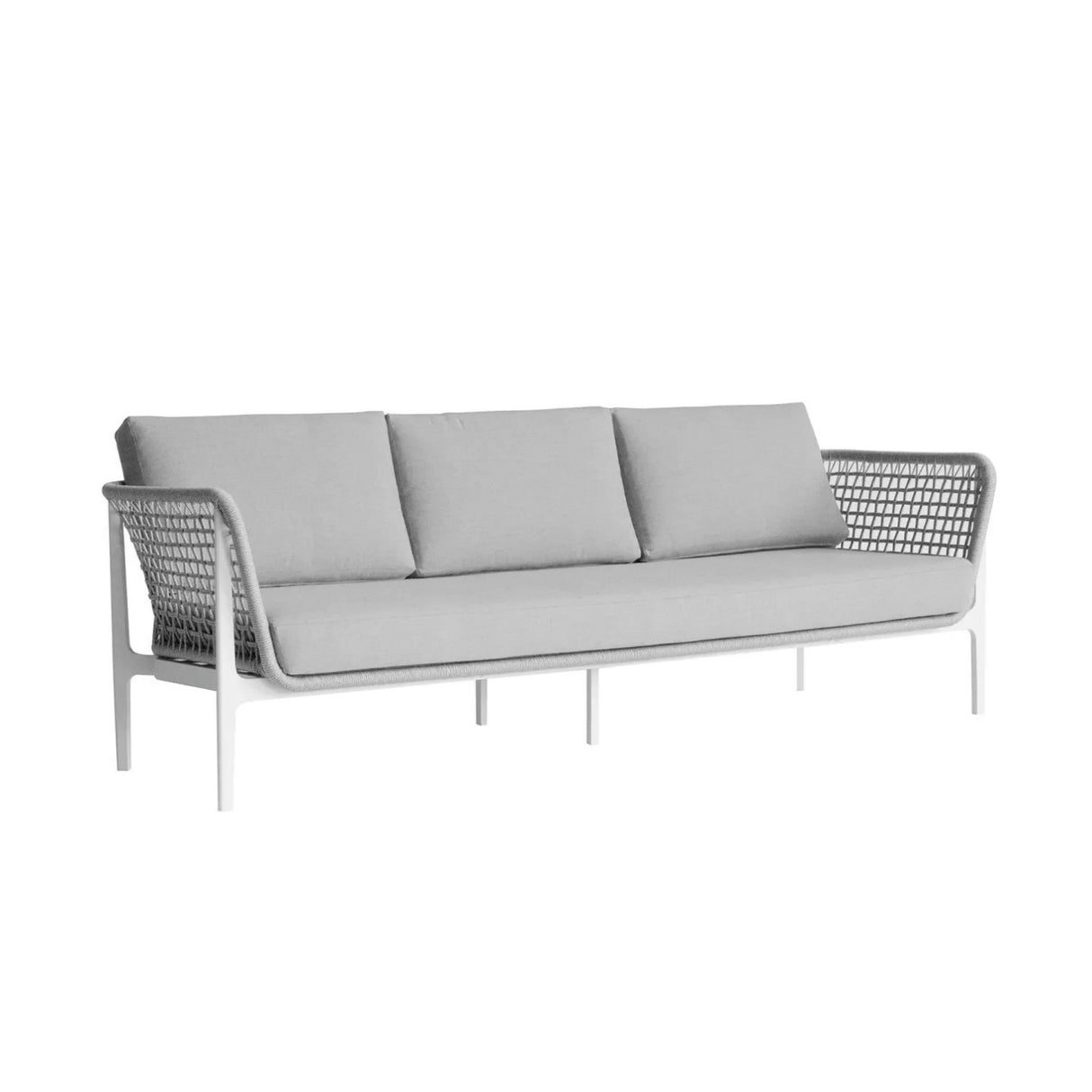 Outdoor Rope 5-Seater Sofa Set With Glass Top Table (Grey)