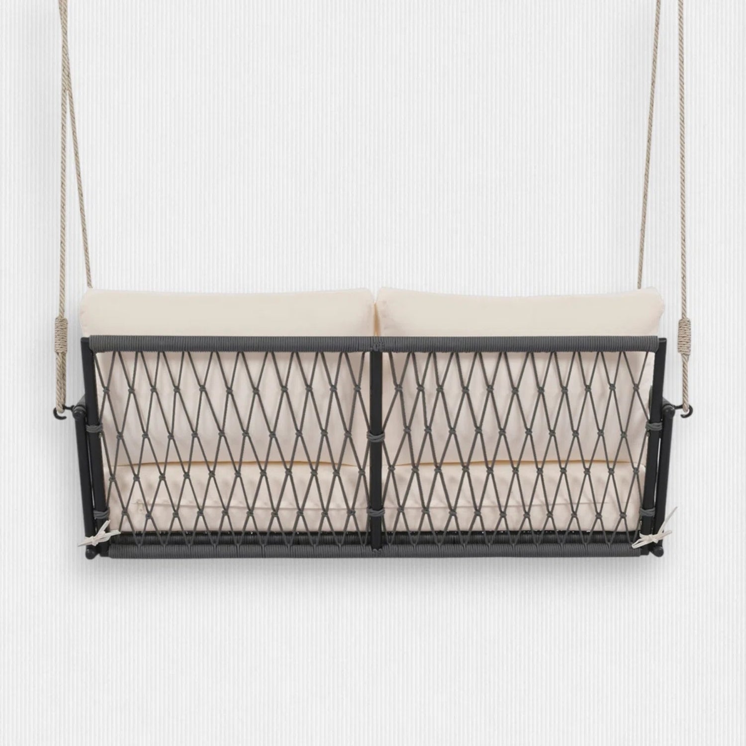 Outdoor Rope Swing 2-Person Hanging Chair, Weatherproof Porch Swing