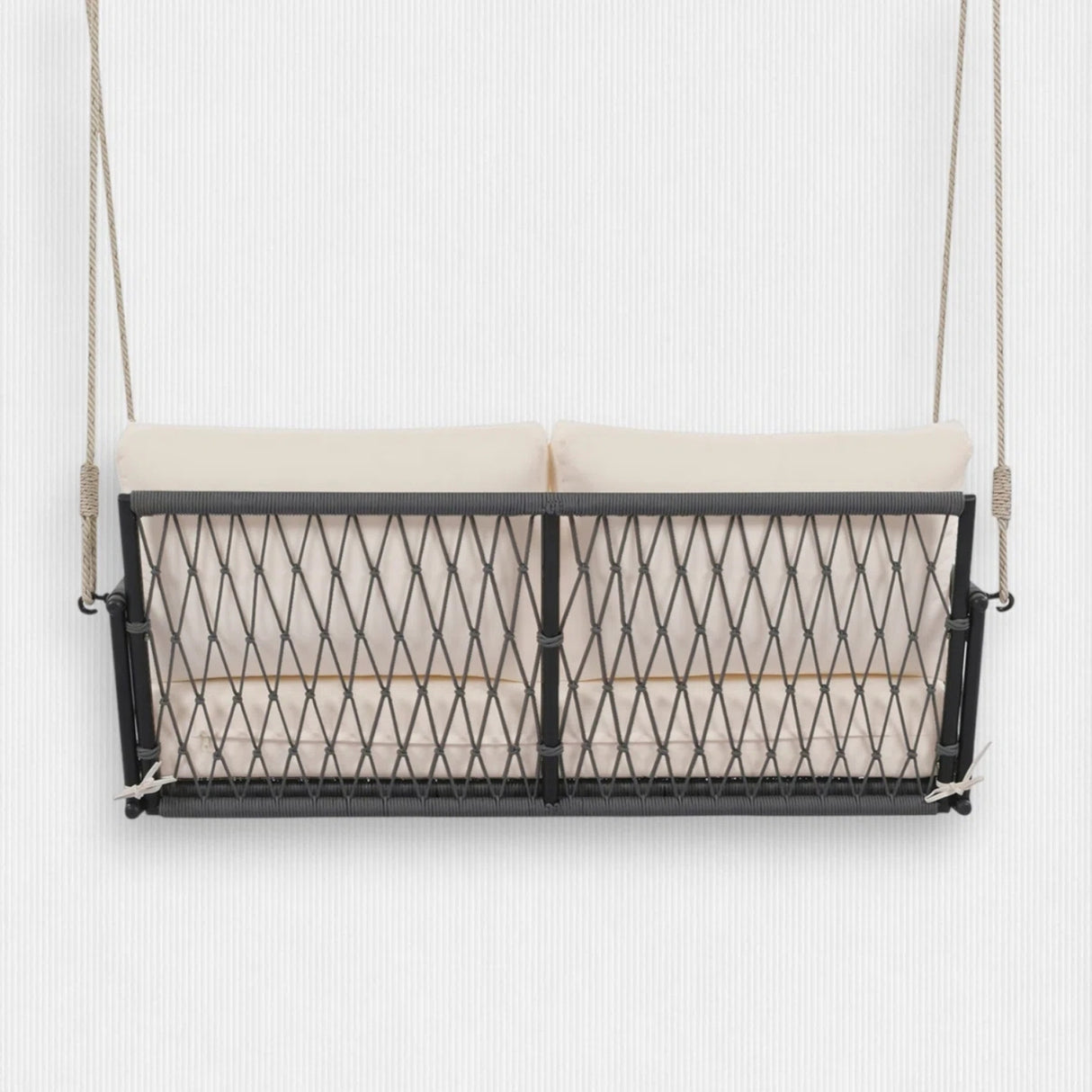 Outdoor Rope Swing 2-Person Hanging Chair, Weatherproof Porch Swing