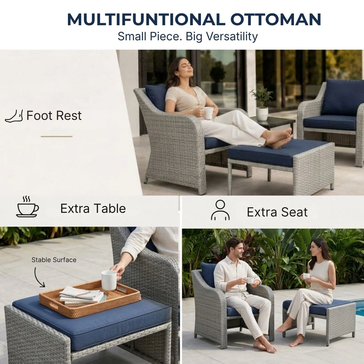 Outdoor Rattan Wicker 5 Piece Patio Sofa Set