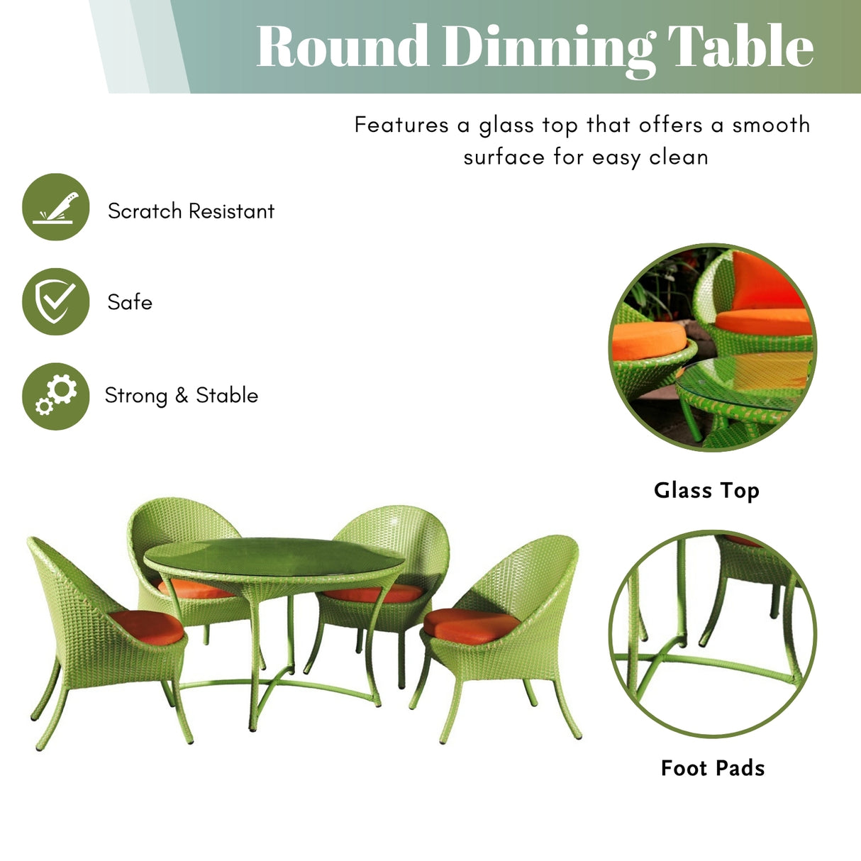 Outdoor All-Weather Resistant Rattan Wicker 5-Piece Dining Set