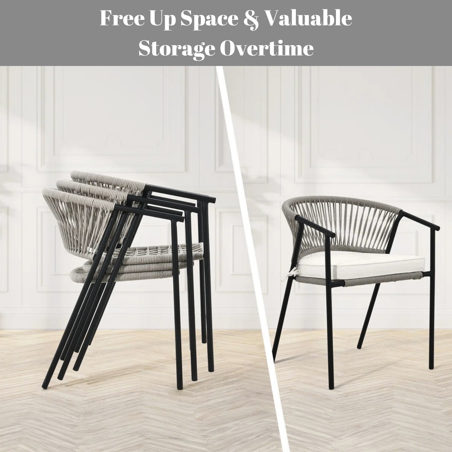 4-Piece Outdoor Rope Patio Dining Chairs