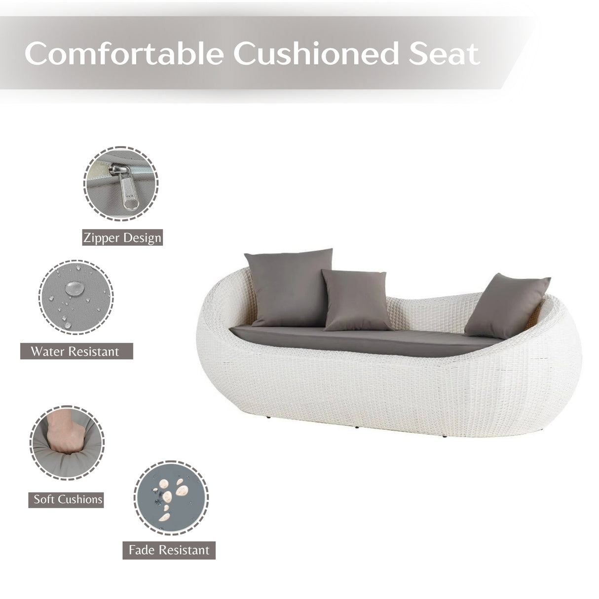 Outdoor Wicker 2 Seater Patio Garden Daybed