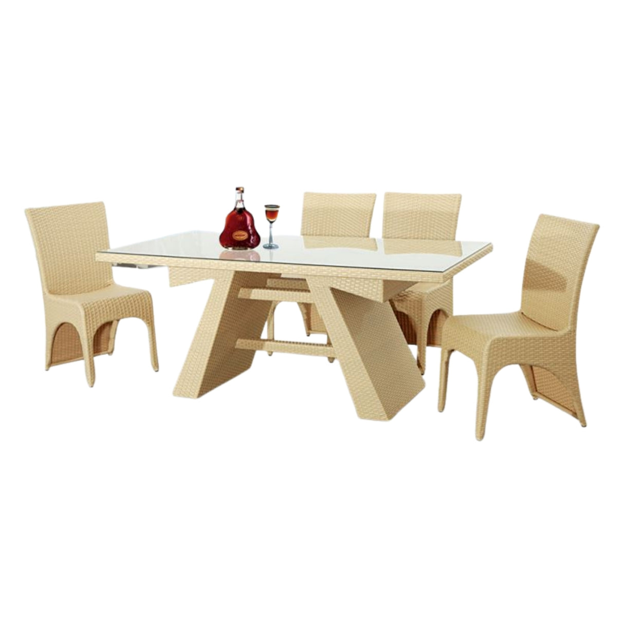 5-Piece Outdoor Patio Dining Set With Rattan Chairs