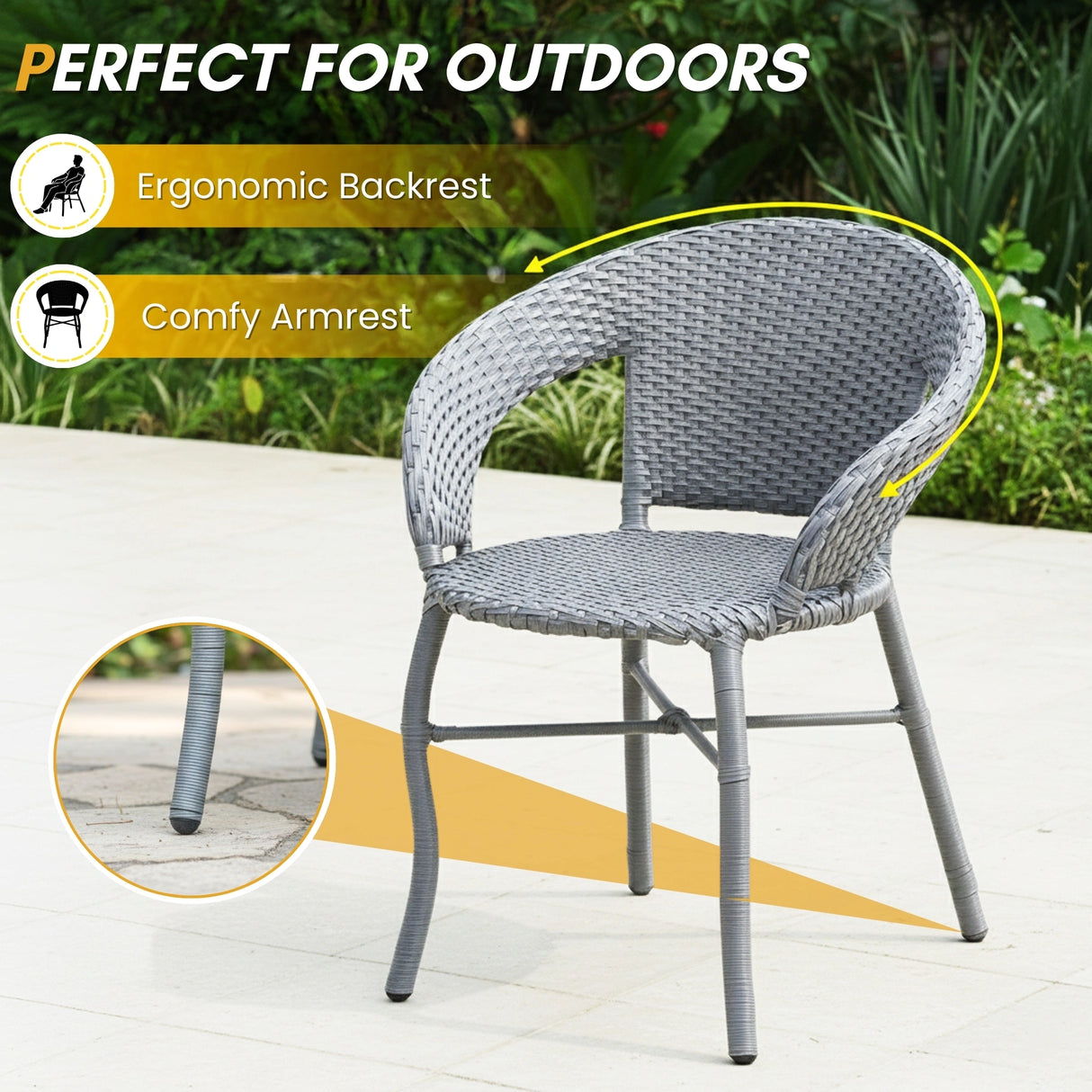 3-Piece Outdoor Rattan Wicker Patio Bistro Set